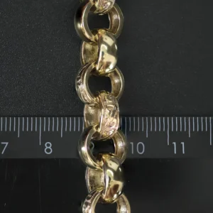 9ct Yellow Gold Patterned Belcher Bracelet 9″ 12mm