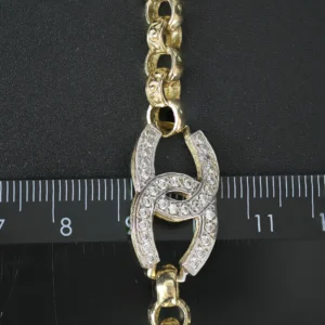 9ct Yellow Gold Gemstone CC Belcher Bracelet 6.5″ 14mm