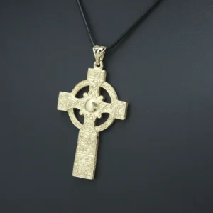 9ct Yellow Gold Patterned Celtic Cross Pendant