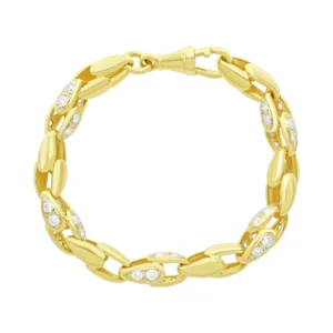 9ct Yellow Gold Gemstone Tulip Bracelet 8″ 8.5mm