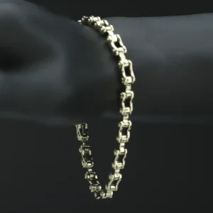 9ct Yellow Gold Bike Chain Link Bracelet 9.5″ 7.1mm