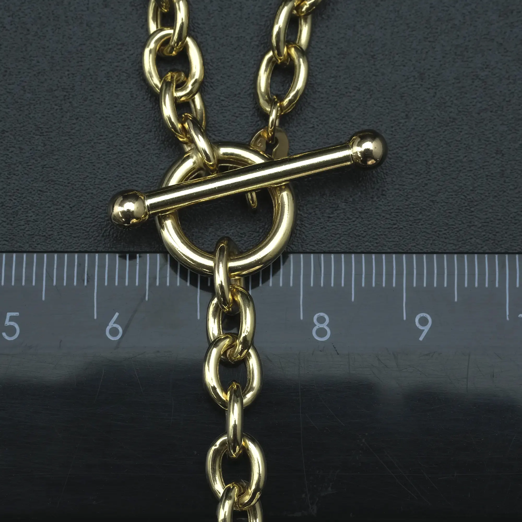 9ct Yellow Gold Belcher Chain With T Bar And Heart 17" 6mm - Image 2