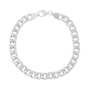 9ct White Gold Curb Bracelet 8″ 7.6mm