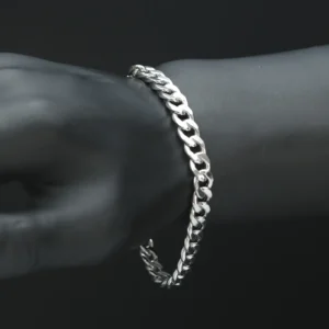 9ct White Gold Curb Bracelet 8″ 7.6mm