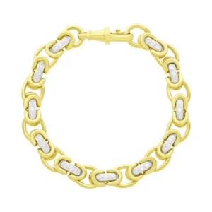 9ct Yellow Gold Gemstone Byzantine Bracelet 7″ 8.5mm