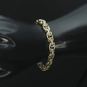 9ct Yellow Gold Gemstone Byzantine Bracelet 7″ 8.5mm