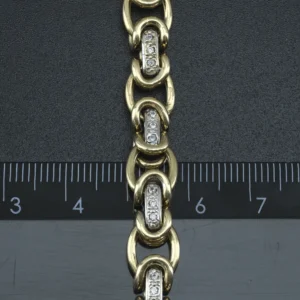 9ct Yellow Gold Gemstone Byzantine Bracelet 7″ 8.5mm