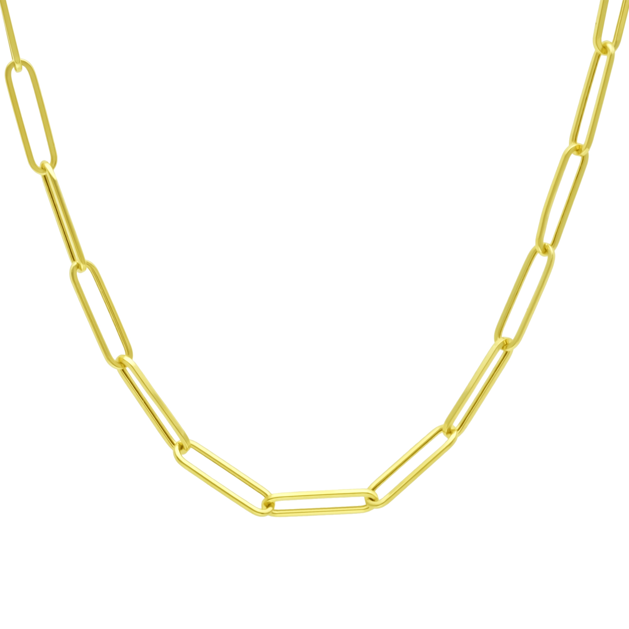 18ct Yellow Gold Paperclip Chain 16" 4mm