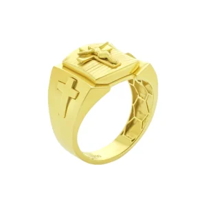 18ct Yellow Gold Jesus And Cross Ring