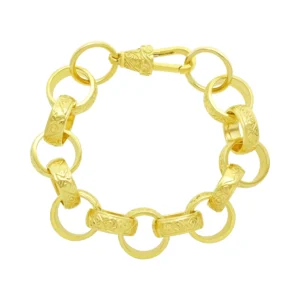 9ct Yellow Gold Patterned Belcher Bracelet 9″ 17.5mm