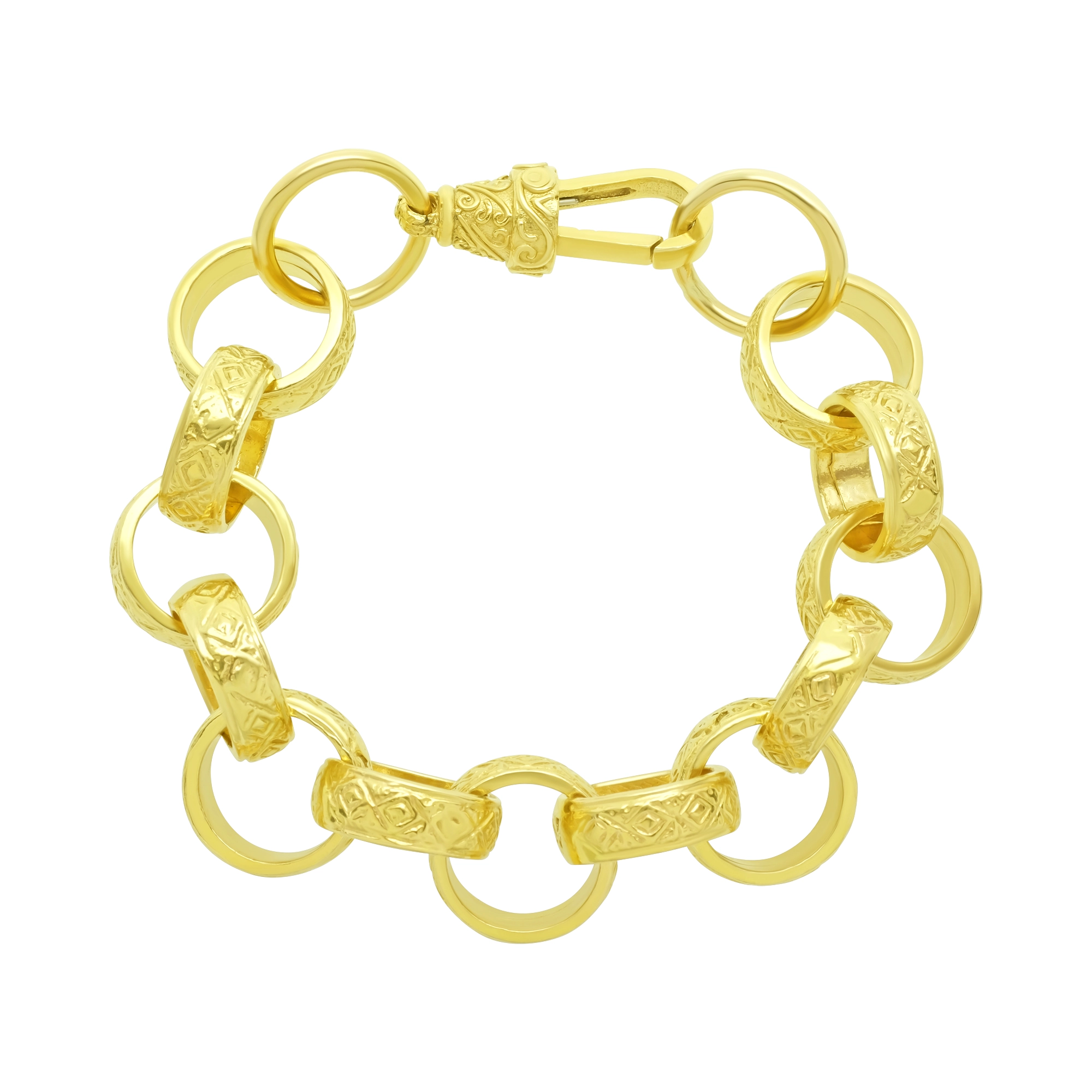 9ct Yellow Gold Patterned Belcher Bracelet 9″ 17.5mm