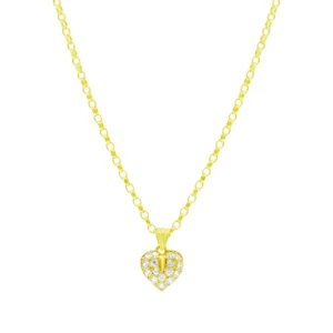 9ct Yellow Gold Belcher Necklace With Gemstone Heart Pendant 20.5″ 2mm