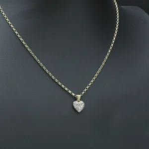 9ct Yellow Gold Belcher Necklace With Gemstone Heart Pendant 20.5″ 2mm