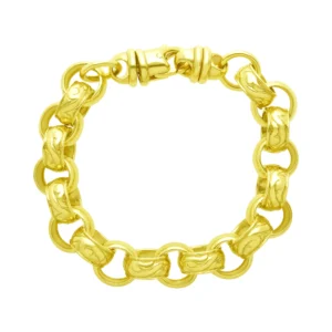 9ct Yellow Gold Patterned Belcher Bracelet 9″ 13.5mm