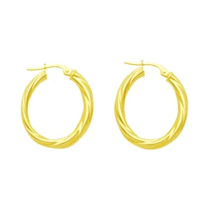 9ct Yellow Gold Twist Hoop Earrings