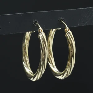 9ct Yellow Gold Twist Hoop Earrings