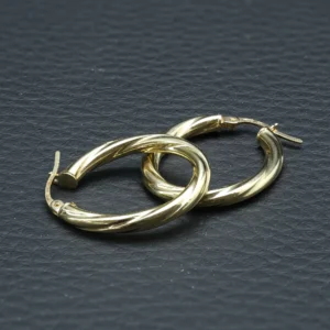 9ct Yellow Gold Twist Hoop Earrings