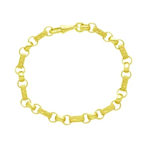 9ct Yellow Gold Gypsy Link Bracelet 8.5″ 7mm