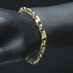 9ct Yellow Gold Gypsy Link Bracelet 8.5″ 7mm