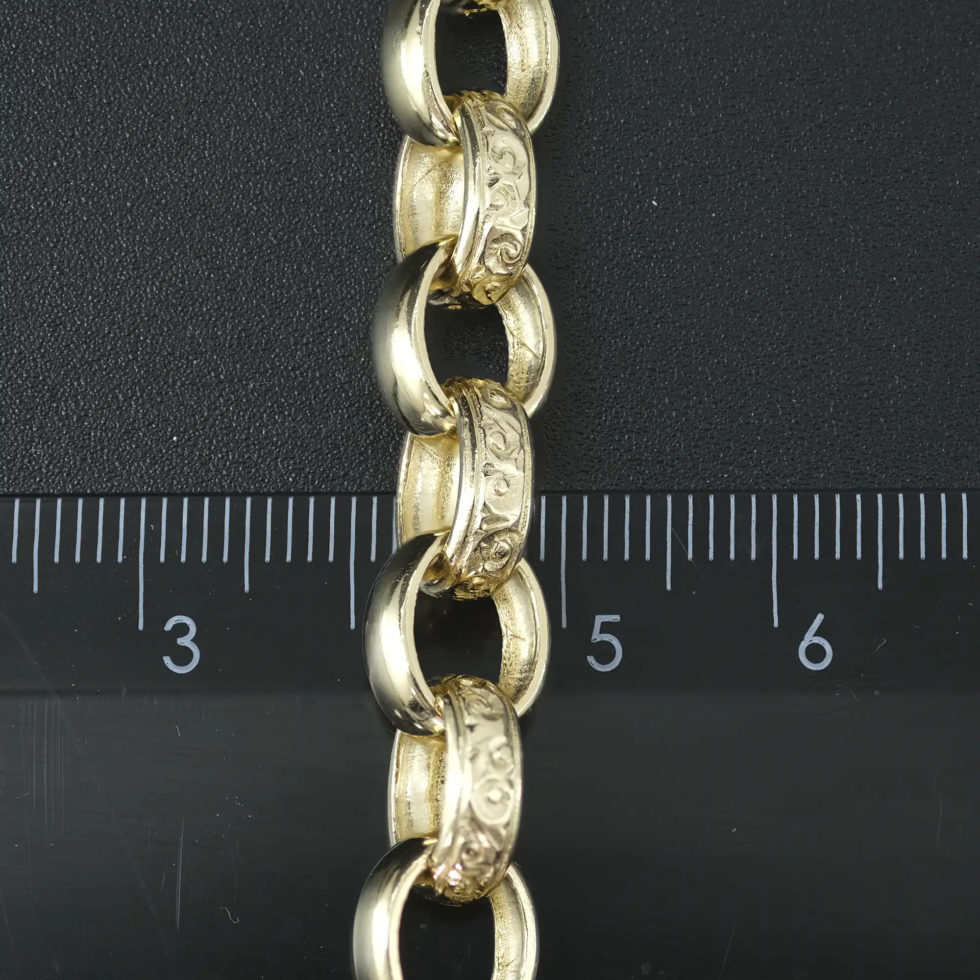 9ct Yellow Gold Patterned Belcher Bracelet 7.5" 9mm - Image 3