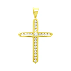 9ct Yellow Gold Gemstone Cross Pendant