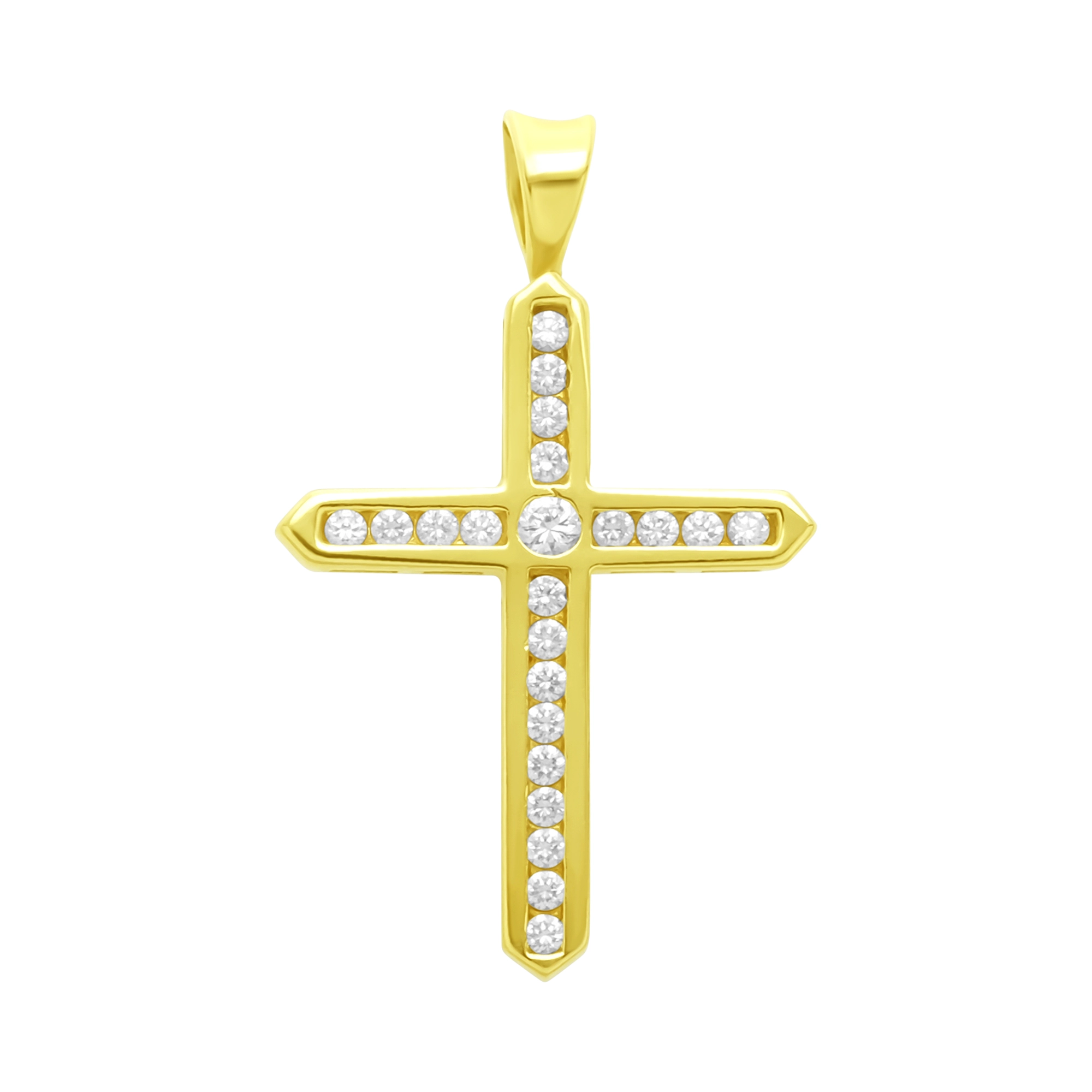 9ct Yellow Gold Gemstone Cross Pendant