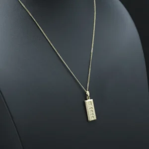 9ct Yellow Gold Curb Chain & Ingot Pendant 21″ 1.5mm