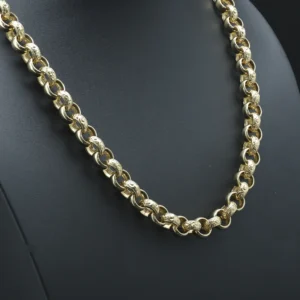 9ct Yellow Gold Belcher Chain 24.5″ 12mm