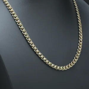 9ct Yellow Gold Patterned Rollerball Chain 23″ 7mm