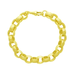 9ct Yellow Gold Patterned Belcher Bracelet 9″ 11.5mm