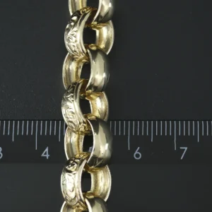 9ct Yellow Gold Patterned Belcher Bracelet 9″ 11.5mm