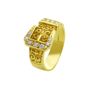 9ct Yellow Gold Gemstone Buckle Ring