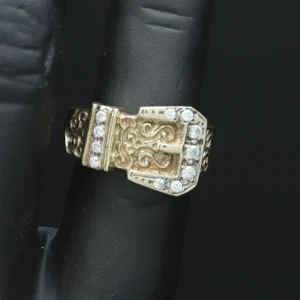 9ct Yellow Gold Gemstone Buckle Ring