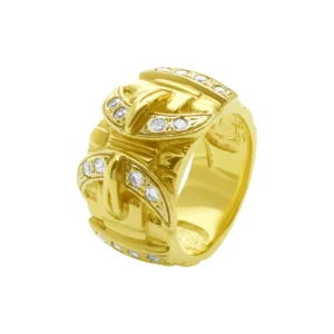 9ct Yellow Gold Gemstone Double Buckle Ring