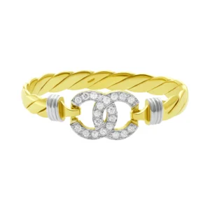 9ct Yellow Gold Gemstone CC Double Loop Bangle
