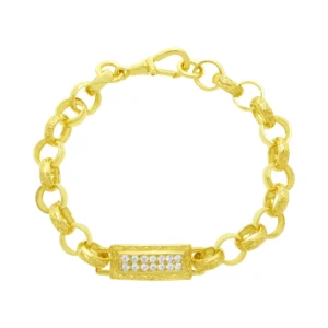 9ct Yellow Gemstone Patterned ID Belcher Bracelet 7″ 8mm