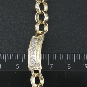 9ct Yellow Gemstone Patterned ID Belcher Bracelet 7″ 9mm