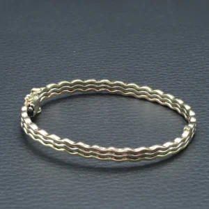 9ct Tri-Colour Gold Wave Bangle