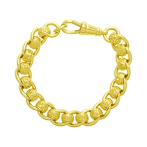 9ct Yellow Gold Patterned Rollerball Bracelet 8″ 11.5mm