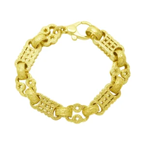 9ct Yellow Gold Stars & Bars Bracelet 8.5″ 13.5mm