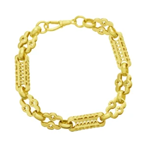 9ct Yellow Gold Stars & Bars Bracelet 8.5″ 10mm