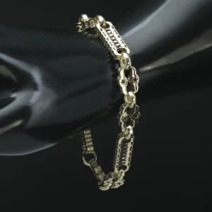 9ct Yellow Gold Stars & Bars Bracelet 8.5″ 10mm