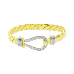 9ct Yellow Gold Double Gemstone Loop Bangle