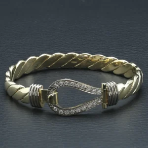 9ct Yellow Gold Double Gemstone Loop Bangle