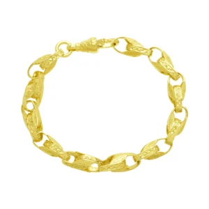 9ct Yellow Gold Patterned Tulip Bracelet 8.5″ 8mm