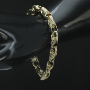9ct Yellow Gold Patterned Tulip Bracelet 8.5″ 8mm