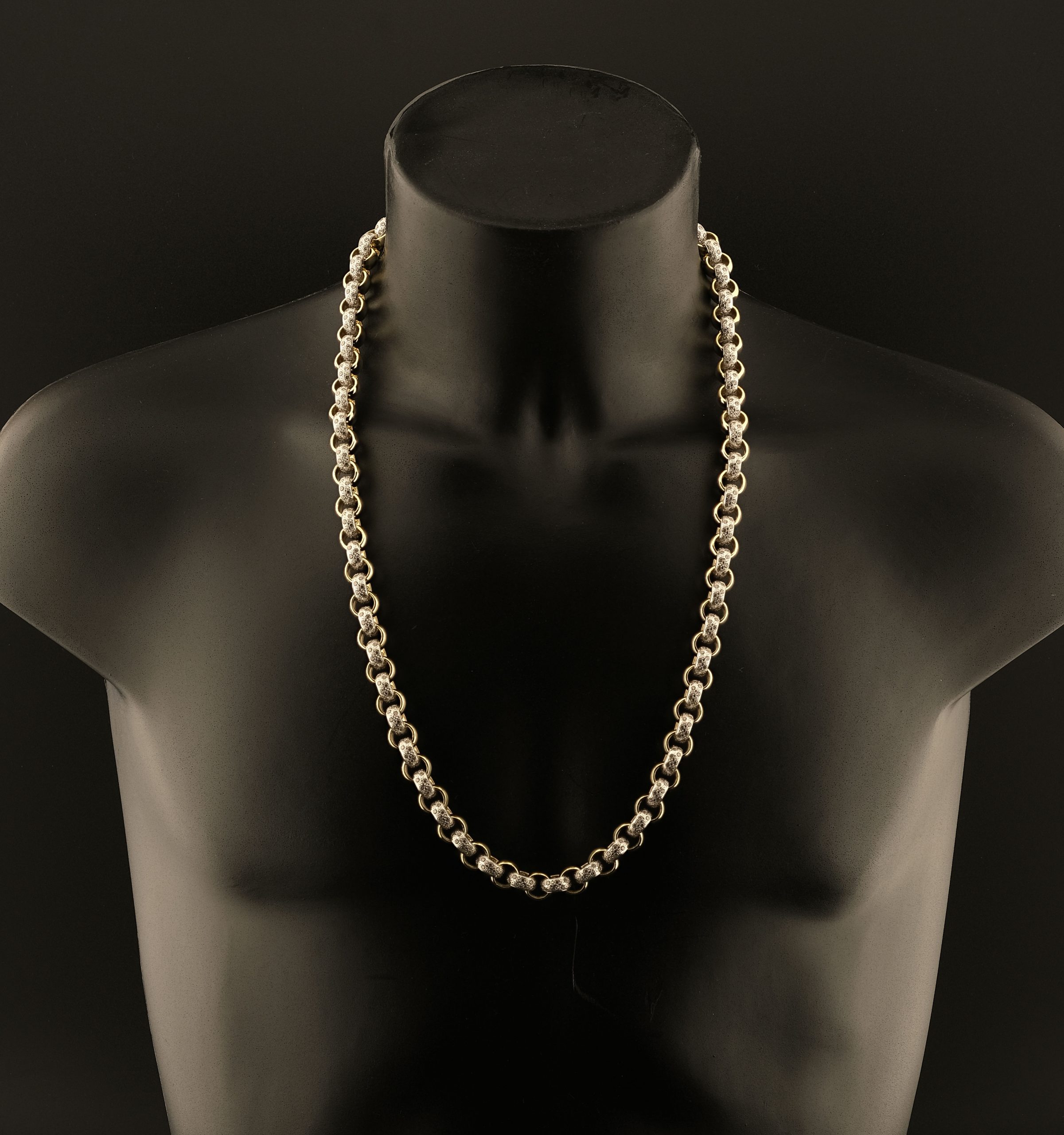 9ct Yellow Gold Heavy CZ Belcher Chain 