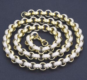 9ct Yellow Gold Heavy Gemstone Belcher Chain 30.5&#8243; 11.5mm