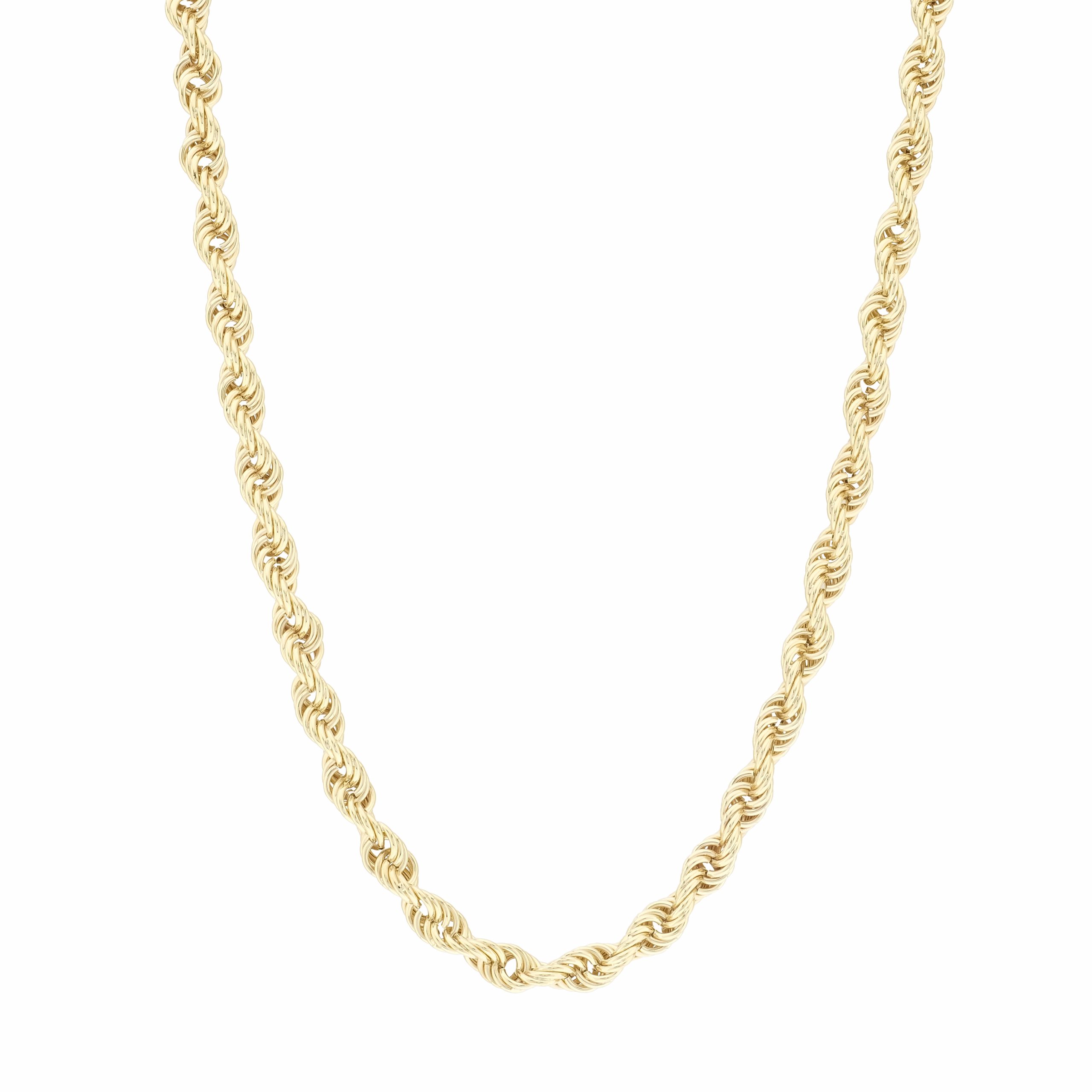 9ct Yellow Gold Lightweight Rope Chain 25.5" 7.5mm
