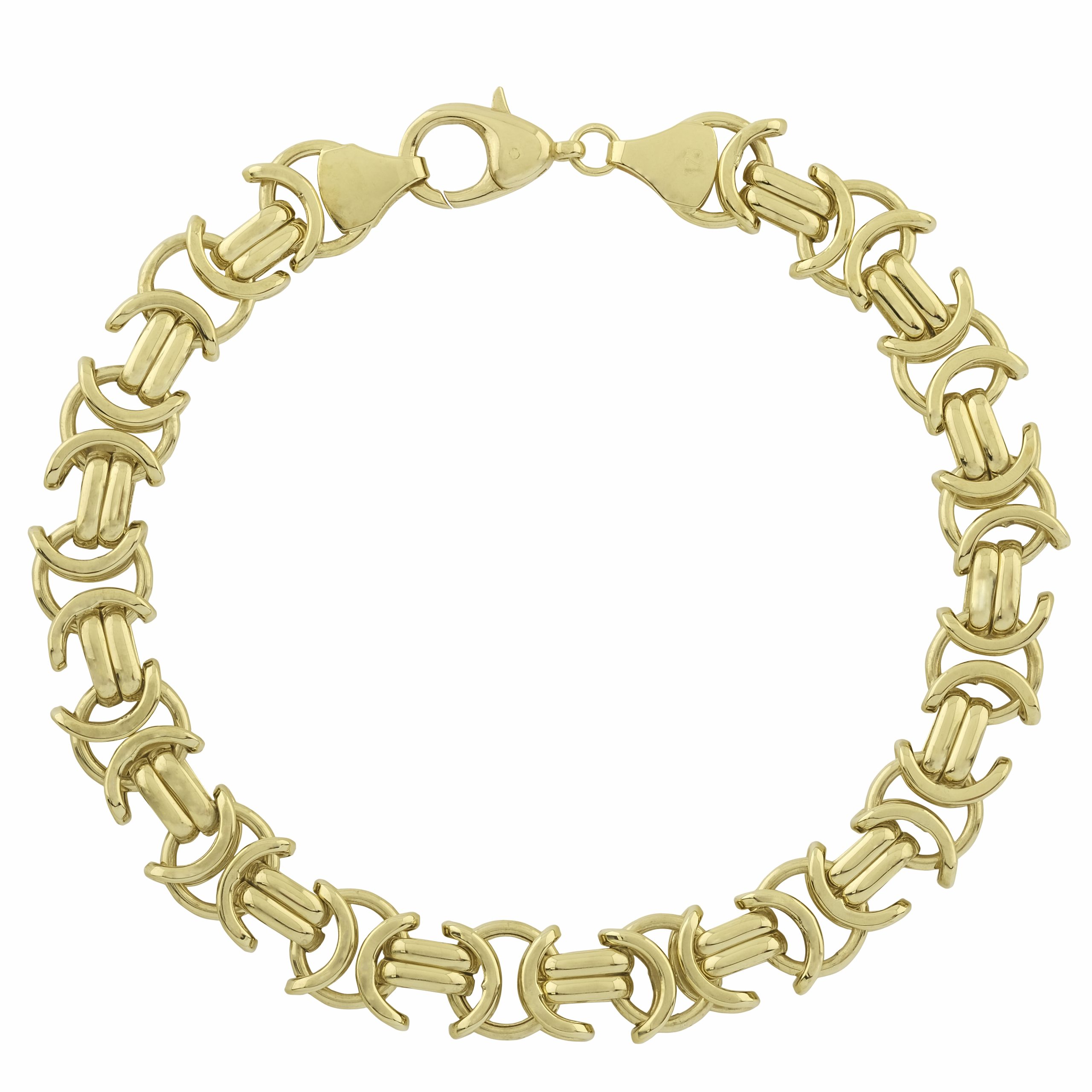 9ct Yellow Gold Lightweight Byzantine Bracelet 8" 10mm